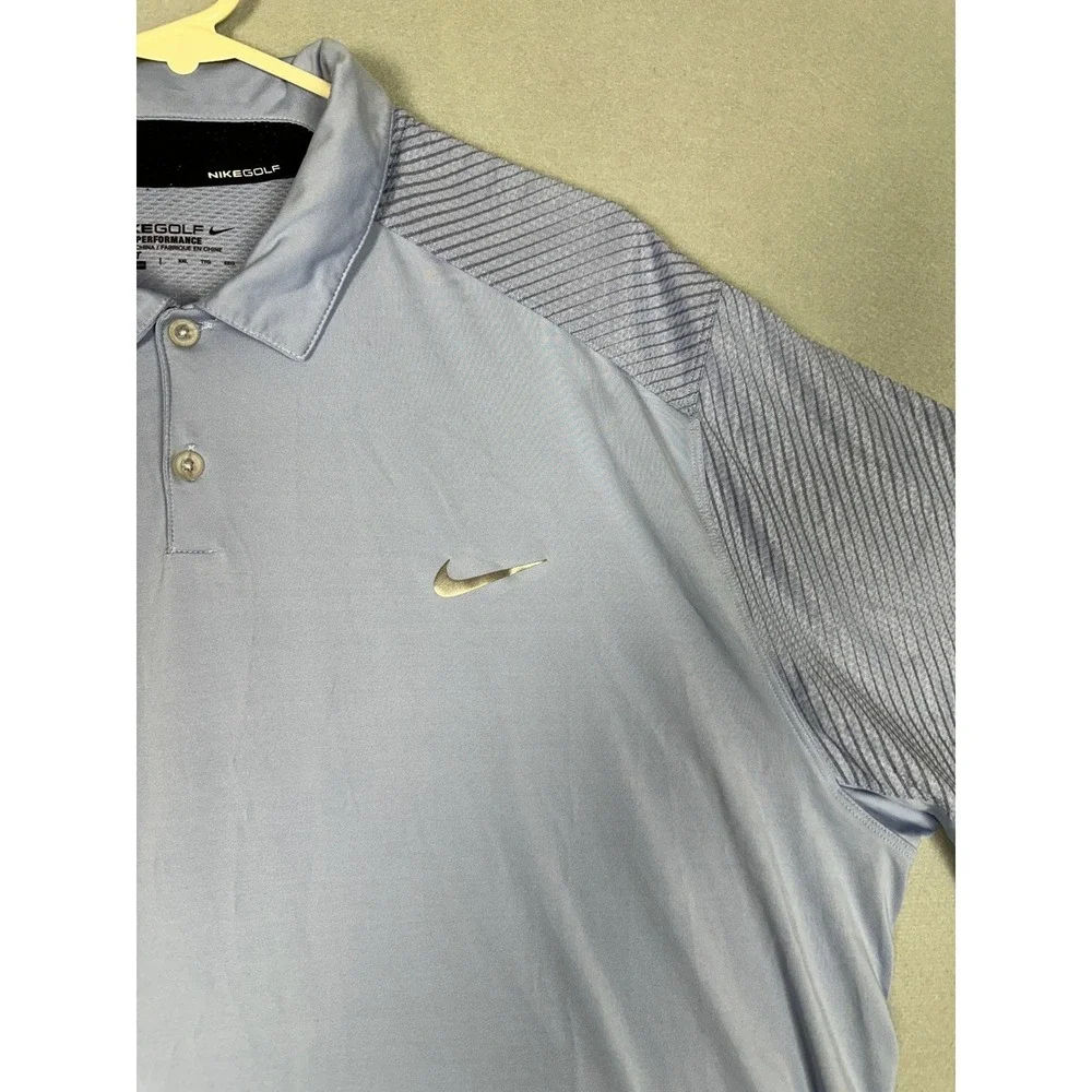 Nike Golf Polo Shirt Mens 2XL Blue Grey Tour Performance Dri-FIT Rugby Stretch